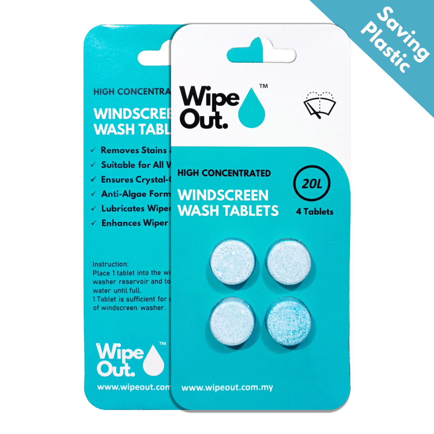 WipeOut High Concentrated Windscreen Wash Tablet / Wiper Fluid (4 Tablets Pack)